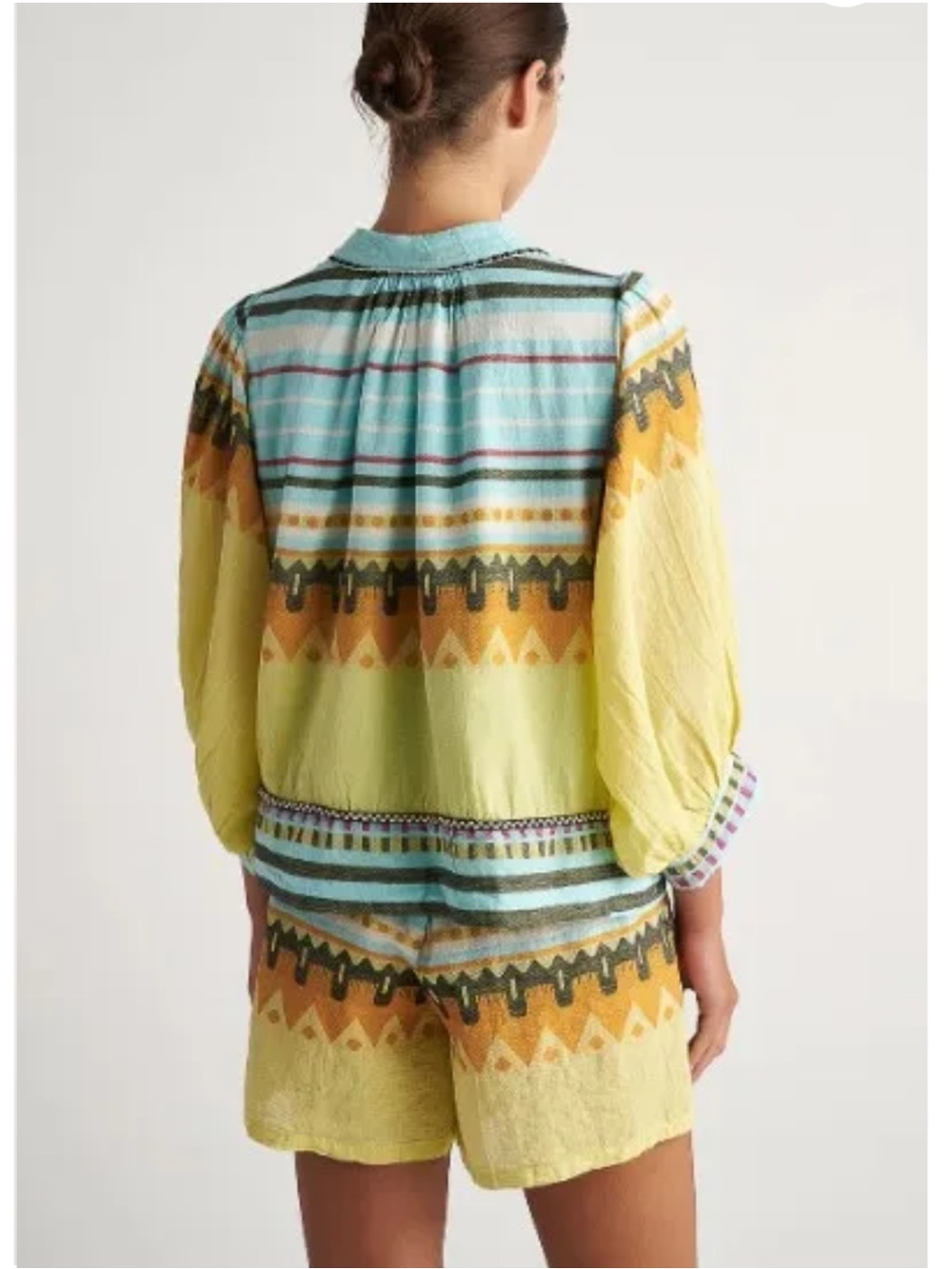 Pearl And Caviar ZAKAR  AQUA AND LEMON PRINT Shrug Jacket XS/S - Picture 3 of 13